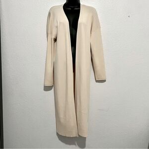 Endless Rose Ivory Knit Contrast Rib Drop Shoulder Open Long Cardigan Cream S M